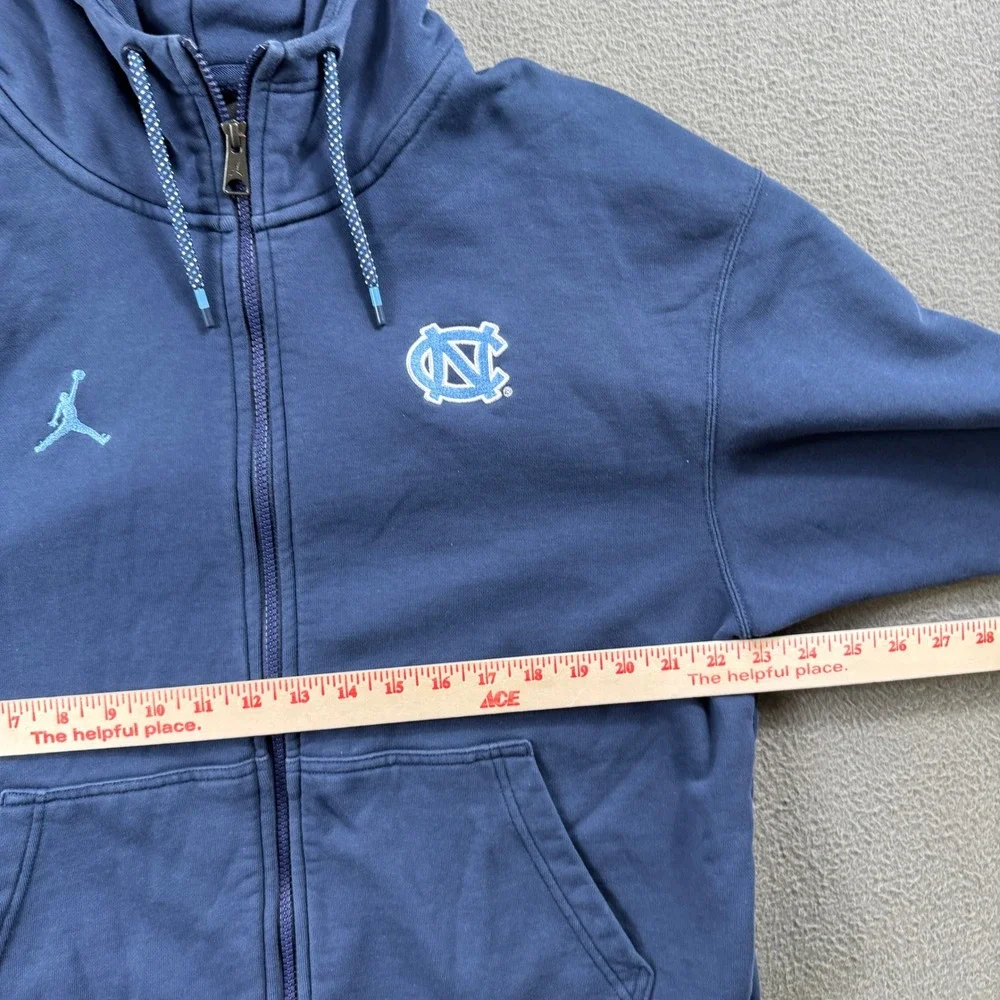 Jordan UNC Tar Heels Full Zip Hoodie Jacket Men L Navy Embroidered Blokecore